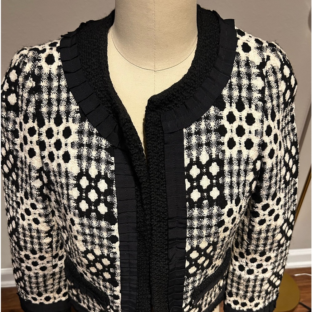 Milly of New York Wool jacket navy white size 6